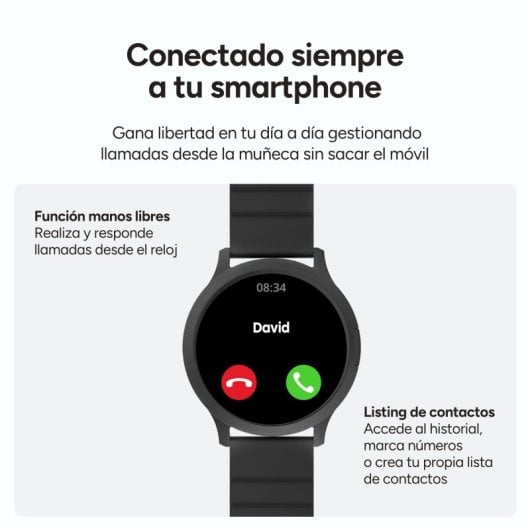 Ksix Core 3 Go Smartwatch AMOLED 1.32" Caja Aleación Zinc Negra, Correa Silicona Magnética Negro