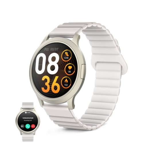 Ksix Core 3 Go Smartwatch AMOLED 1.32" Caja Aleación Zinc Champagne, Correa Silicona Magnética Beige