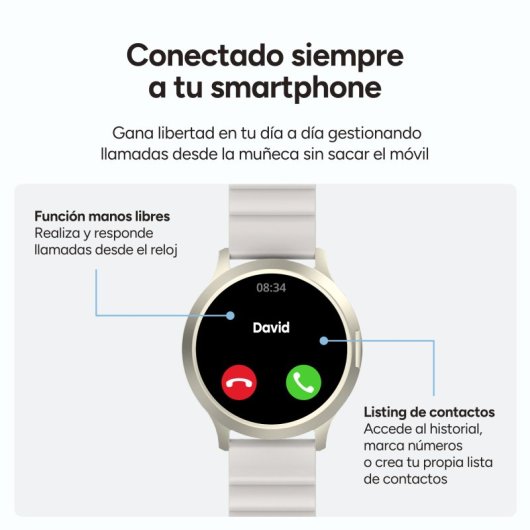 Ksix Core 3 Go Smartwatch AMOLED 1.32" Caja Aleación Zinc Champagne, Correa Silicona Magnética Beige