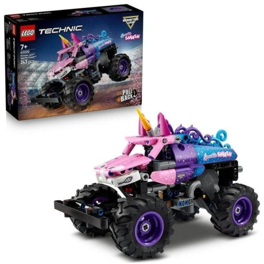 Camioncino LEGO Technic 42220 Monster Jam Sparkle Smash Motore a Carica Manuale Rosa