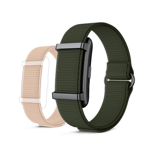 Ksix Vitalis Go Smartband, durata della batteria di 30 giorni, monitoraggio della salute, notifiche, resistenza all'acqua 5 ATM, 2 cinturini in nylon, verde e beige
