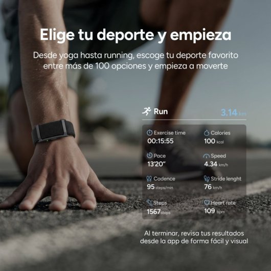 Pulseira inteligente Ksix Vitalis Go, bateria com duração de 30 dias, monitorização de saúde, notificações, resistência à água 5ATM, 2 pulseiras de nylon, verde e bege.