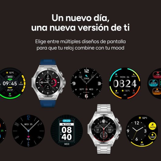 Smartwatch Ksix Titanium Go, ecrã AMOLED de 1,43", 2 braceletes, bateria com duração de 5 dias, modos Desporto e Saúde, chamadas, prateado