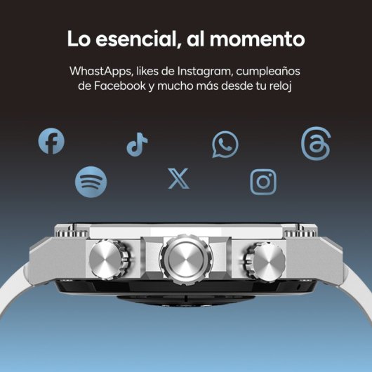 Smartwatch Ksix Titanium Go, ecrã AMOLED de 1,43", 2 braceletes, bateria com duração de 5 dias, modos Desporto e Saúde, chamadas, prateado