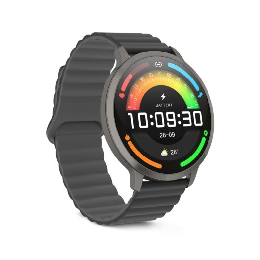 Smartwatch Ksix Core 3 Max Go, display AMOLED da 1,73", durata della batteria di 7 giorni, resistenza all'acqua IP68, cassa in lega di zinco nera, cinturino in silicone magnetico nero