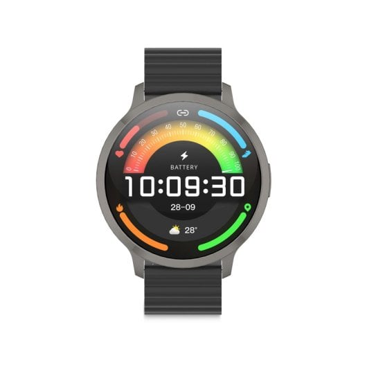Smartwatch Ksix Core 3 Max Go, display AMOLED da 1,73", durata della batteria di 7 giorni, resistenza all'acqua IP68, cassa in lega di zinco nera, cinturino in silicone magnetico nero