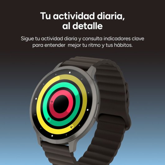 Smartwatch Ksix Core 3 Max Go, display AMOLED da 1,73", durata della batteria di 7 giorni, resistenza all'acqua IP68, cassa in lega di zinco nera, cinturino in silicone magnetico nero