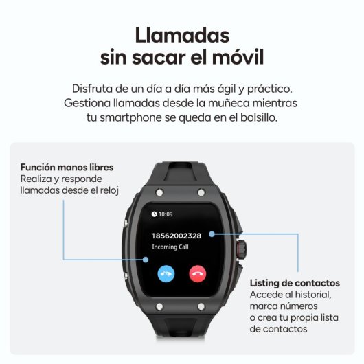 Smartwatch Ksix Hero 2 Go, ecrã IPS de 1,76", bateria com duração de 7 dias, classificação IP68, caixa em liga de zinco cinzenta, bracelete em silicone preta.