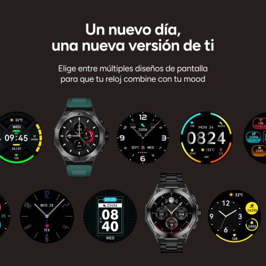 Ksix Titanium Go Bluetooth 55,5mm AMOLED Preto Correas Silicone e Aço IP67 SpO2 Pulsómetro