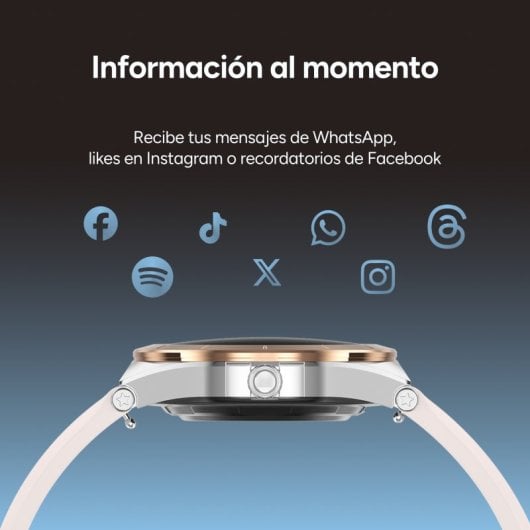 Ksix Lya Go Smartwatch, Pantalla Amoled 1.19", Autonomía 5 Días, Correa Metal Y Silicona Rosa, Modos Deporte Y Salud, Ll