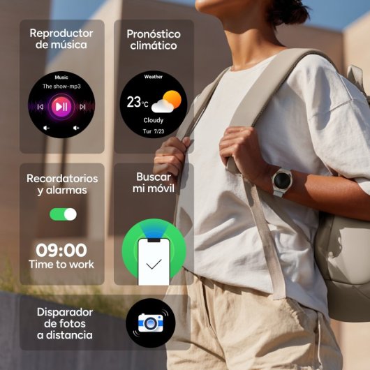 Ksix Lya Go Smartwatch, Pantalla Amoled 1.19", Autonomía 5 Días, Correa Metal Y Silicona Rosa, Modos Deporte Y Salud, Ll