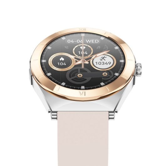 Ksix Lya Go Smartwatch, Pantalla Amoled 1.19", Autonomía 5 Días, Correa Metal Y Silicona Rosa, Modos Deporte Y Salud, Ll