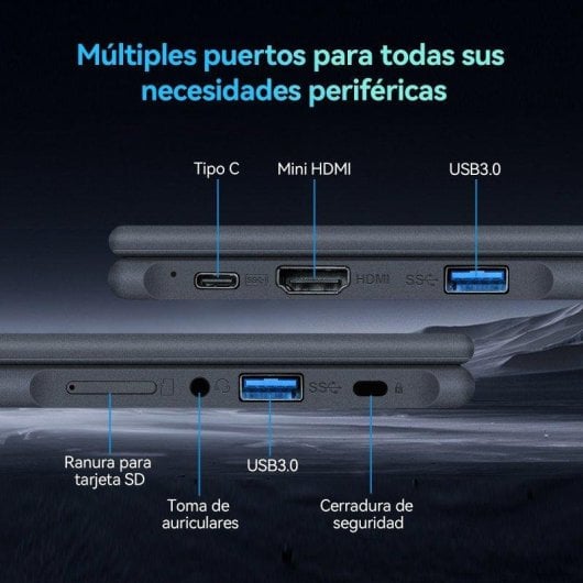 Portátil Vanwin R1166 11.6" Intel Pentium Gold 6500Y 8GB 256GB SSD UHD Graphics 615 Windows 11 Pro