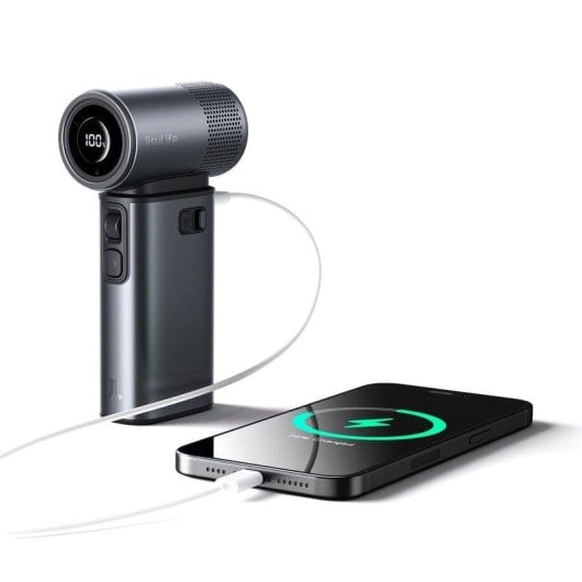 Ventilador portátil JisuLife Ultra2 9000 mAh gris metalizado con linterna LED