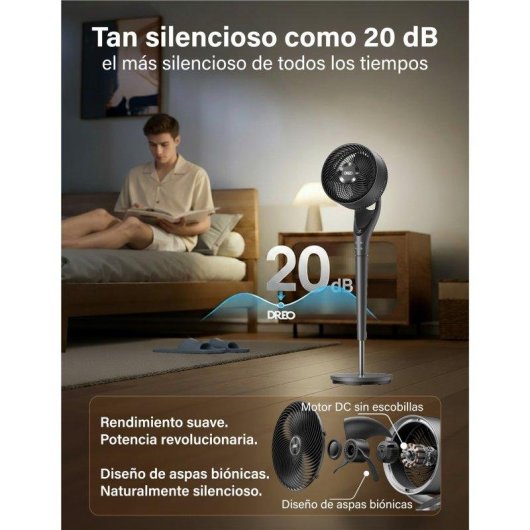 Ventilador de pie Dreo Turbopoly Fan 154 36W 8,2 m/s gris metálico
