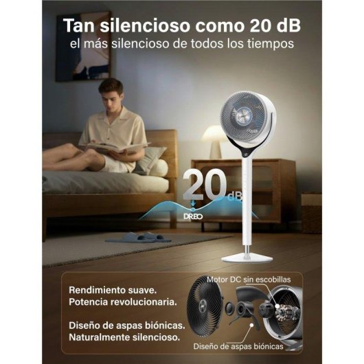 Ventilador de pie Dreo Turbopoly Fan 565s 36W 8,3 m/s RGB App Blanco