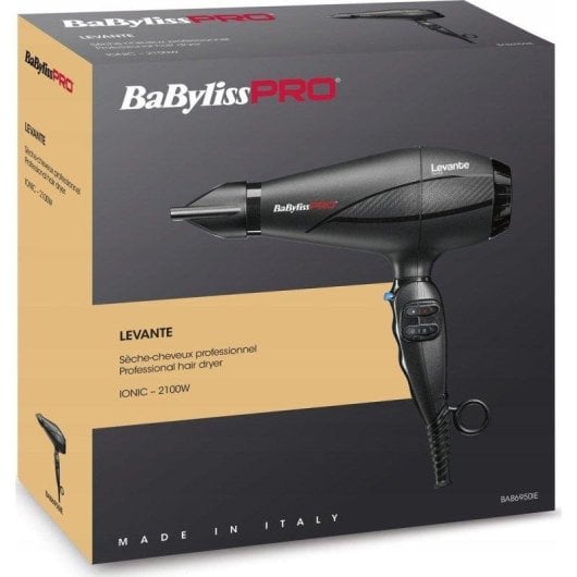 Professioneller Ionen Föhn BaByliss Levante 2100W 2 Temperaturstufen 2 Geschwindigkeiten Leicht Schwarz