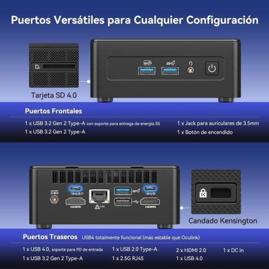 Mini PC GEEKOM IT15 Intel Core Ultra 9 285H 32GB 1TB SSD Gráficos Integrados Windows 11 Pro IA Wi-Fi 7