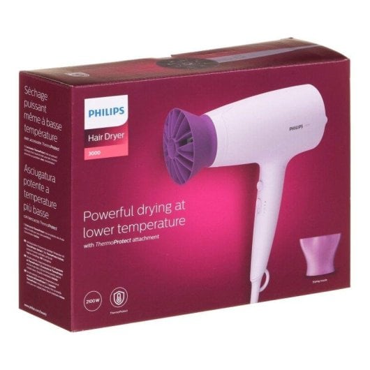 Phon Philips Serie 3000 BHD341/10 2100W 6 Temperature 6 Velocità Colpo d'Aria Fredda Lilla