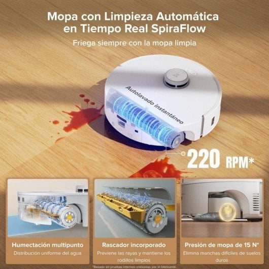 Robot Aspirador y Fregasuelos Roborock Qrevo Curv 2 Flow con Autovaciado Navegación LiDAR 20.000 Pa Control por Voz IA C