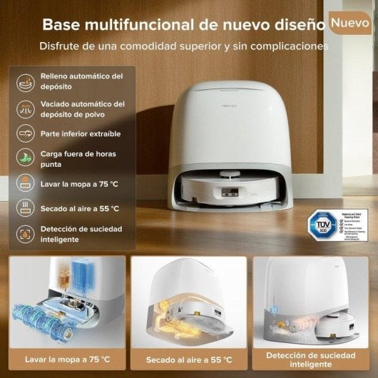 Robot Aspirador y Fregasuelos Roborock Qrevo Curv 2 Flow con Autovaciado Navegación LiDAR 20.000 Pa Control por Voz IA C