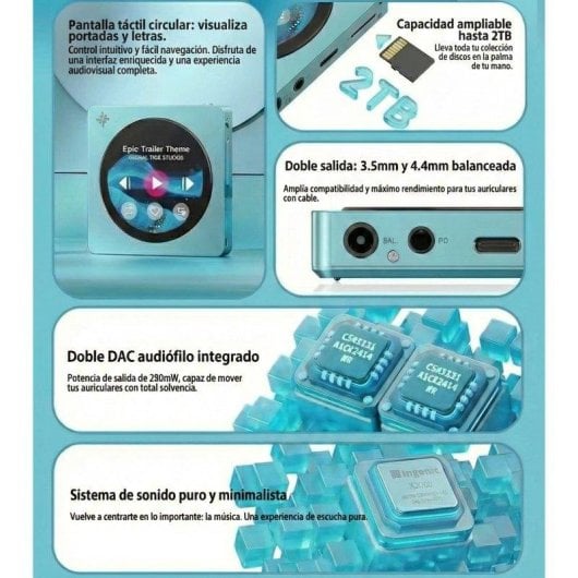 Reproductor Música FiiO SnowSky DISC Dual DAC Bluetooth LDAC Azul