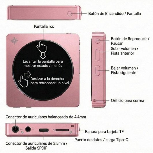Lettore Musicale Portatile Hi-Res FiiO SnowSky DISC Dual DAC Bluetooth LDAC 2TB Rosa
