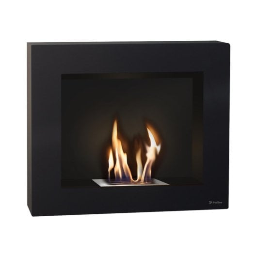 Biochimenea Mural De Etanol En Acero Color Negro