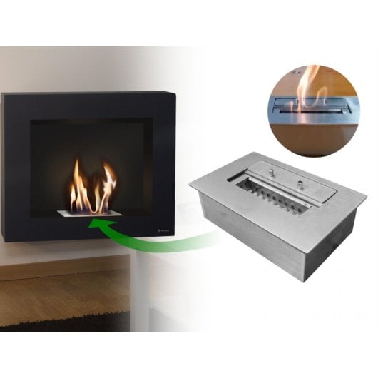Biochimenea Mural De Etanol En Acero Color Negro