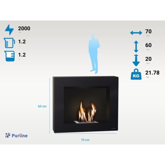 Biochimenea Mural De Etanol En Acero Color Negro