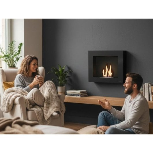 Biochimenea Mural De Etanol En Acero Color Negro