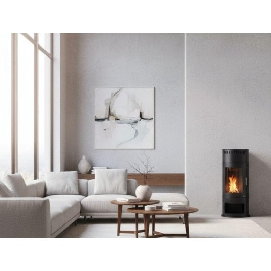 Estufa De Etanol En Acero Negro Con Puerta De Cristal Templado