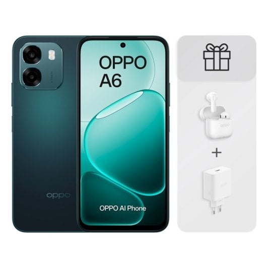 OPPO A6 4G 6GB 256GB 6,75" Schwarz + 45W Ladegerät + Buds 3 Kopfhörer