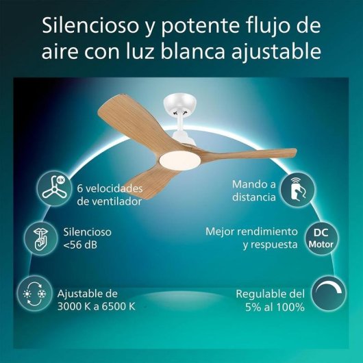 Ventilador de teto Philips Olas 3 pás LED 2650 lm regulável comando incluído
