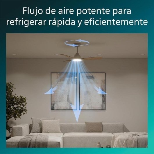 Ventoinha de Teto com Luz Philips Olas 30W 107cm 6 Velocidades LED Comando Silenciosa