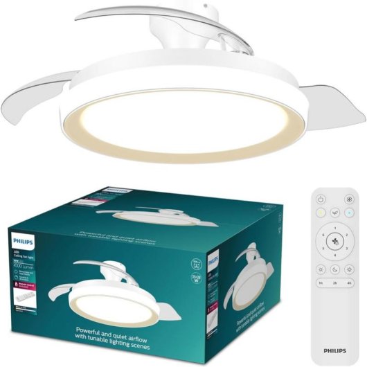 Ventilateur de plafond Philips Bliss 106 cm LED doré télécommande