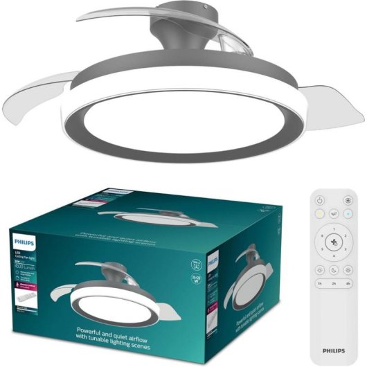 Ventilateur de plafond Philips Bliss 106 cm LED 4500 lm noir télécommande