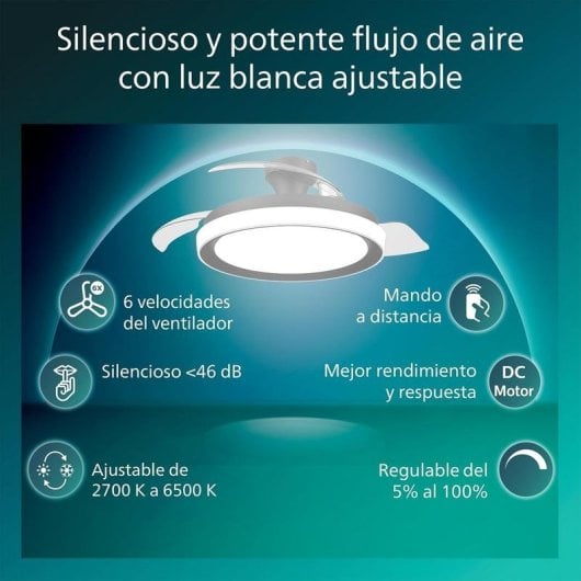 Ventilateur de plafond Philips Bliss 106 cm LED 4500 lm noir télécommande