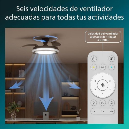 Ventilateur de plafond Philips Bliss 106 cm LED 4500 lm noir télécommande