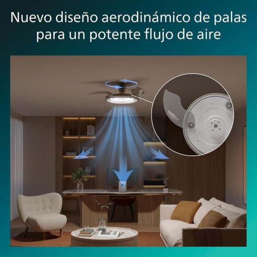 Ventilador de teto Philips Atlas Níquel LED 106 cm 4500 lm regulável controlo remoto