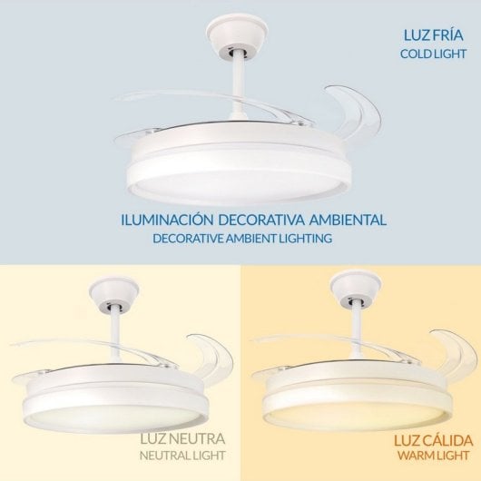 Ventilador de Techo Ledme Afar 30W 6 Velocidades Silencioso con Luz LED y Mando