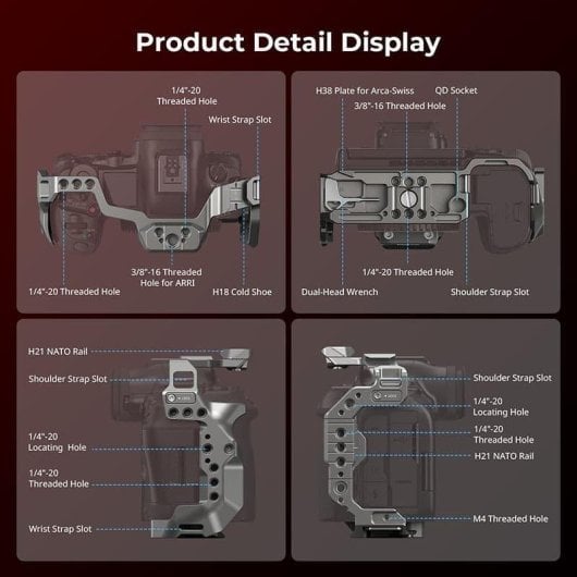 Gabbia fotocamera SmallRig 5029 alluminio nero per Canon EOS R5 Mark II