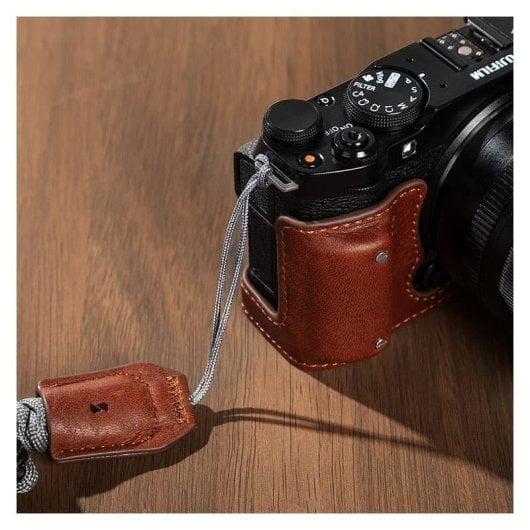 Funda SmallRig 4880 couro castanho para Fujifilm X-M5 com pulseira