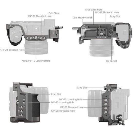 Jaula Smallrig HawkLock 5198 para Sony Alpha 7C II/7CR com pega silicone