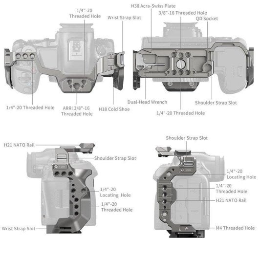 Jaula para câmara SmallRig 4977 alumínio preta para Canon EOS R5 Mark II