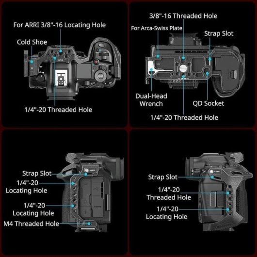 Gabbia fotocamera SmallRig 4975 alluminio nero per Canon EOS R5 Mark II