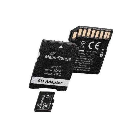 Tarjeta microSDXC MediaRange MR955 64GB Clase 10 con adaptador SD