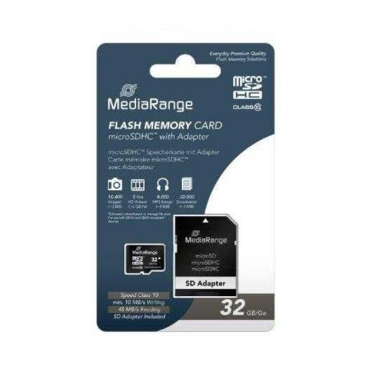 Tarjeta microSDHC Mediarange MR959 32GB Clase 10 con adaptador SD
