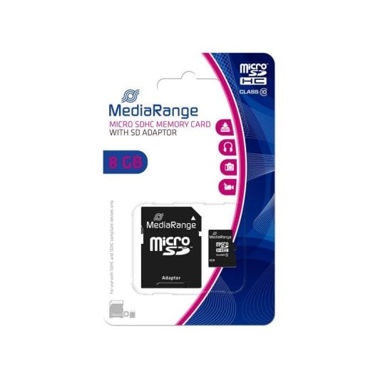 Memoria flash Mediarange MR957 8GB microSDHC Class 10 con adaptador SD