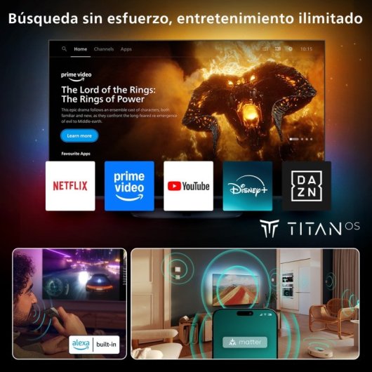 Philips QLED 75PUS8510 75" 4K Ambilight Smart TV Titan OS + Barra de Sonido TAB4000